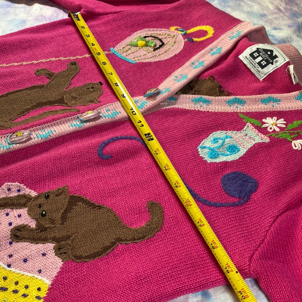Storybook Knits • Intricate Crazy Cat Lady Kitsch Cardigan - Picture 14 of 16